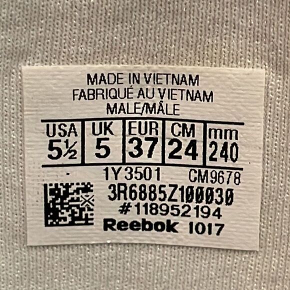 Reebok Classic White Leather Sneaker Shoe Mens 5.5 EU 37 1Y3501 Athletic - Picture 2 of 13